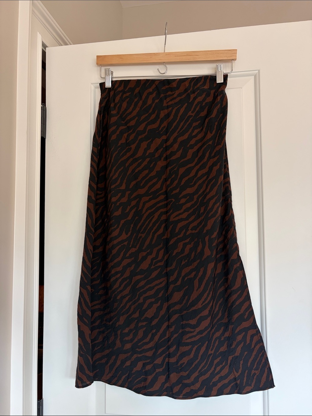 Madewell Layton Slip Skirt Brown and Black Zebra Print Midi Skirt - Women